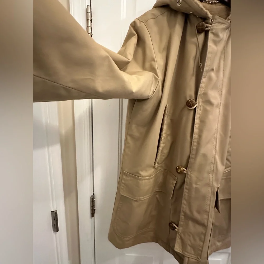 Mighty Mac Coat Jacket Fleece Lined Overcoat with zipped Hood Tan USA Made